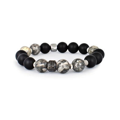 Grey Jasper Black Agate Bracelet