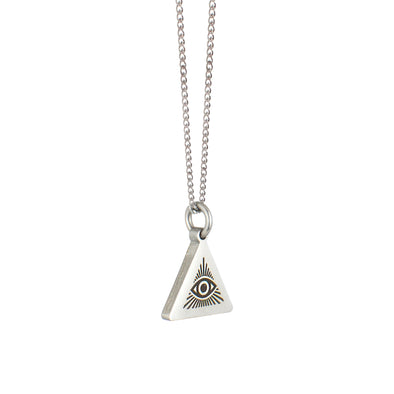 All Seeing Eye Engraved Triangle Necklace