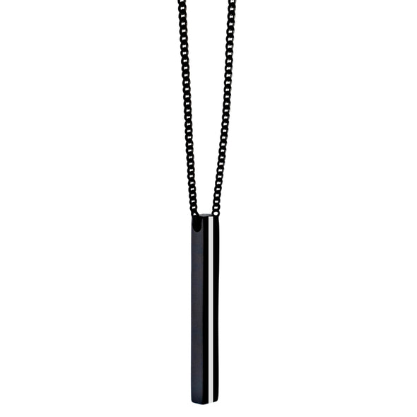 Black Engraved Long Bar Necklace