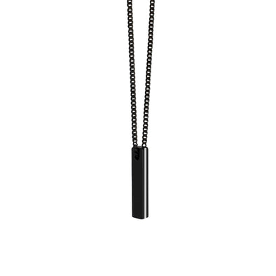 Black Line Engraved Bar Necklace