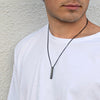 Black Line Engraved Bar Necklace