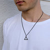 Black Steel Hollow Triangle Necklace