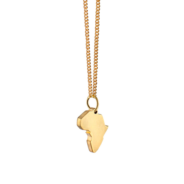 Gold Africa Map Necklace