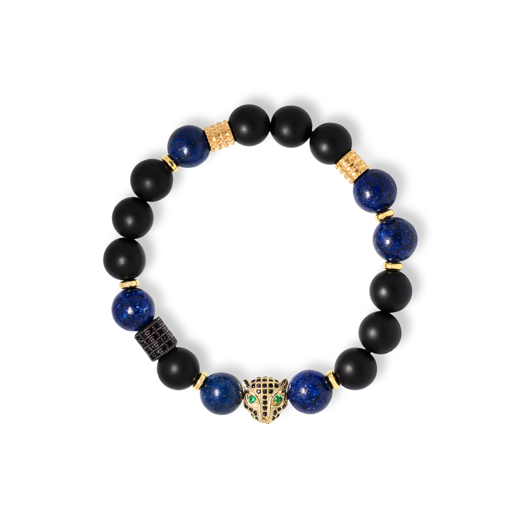 The Gold Leopard Lapis Lazuli Gemstone Bracelet