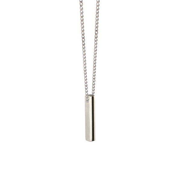 Engraved Bar Brushed Steel Necklace