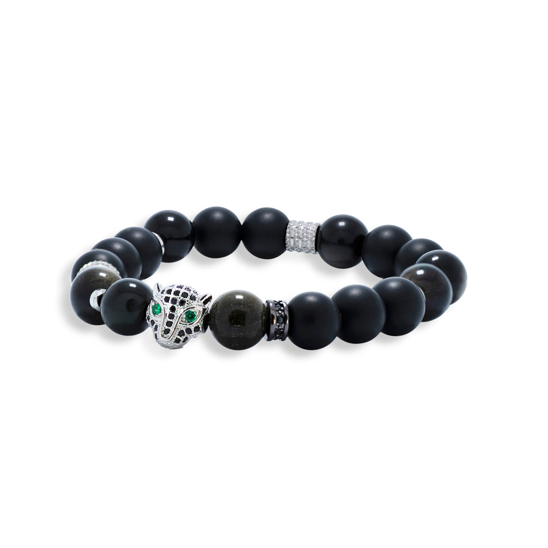 The Silver Leopard Obsidian Bracelet