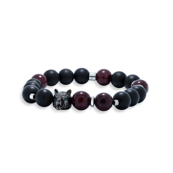 The Wolf Head Garnet Gemstone Bracelet