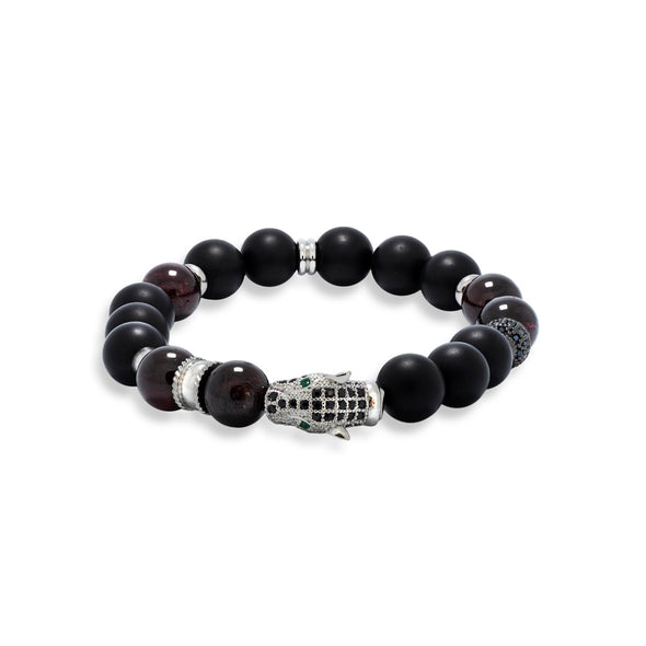The Silver Leopard Garnet Gemstone Bracelet