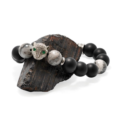 The Silver Leopard Grey Jasper Gemstone Bracelet