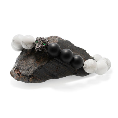 The Black Leopard White Howlite Gemstone Bracelet