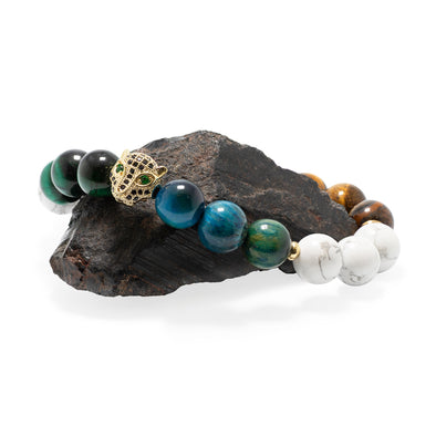 Gold Leopard Multi - Colour Tigers Eye Gemstone Bracelet
