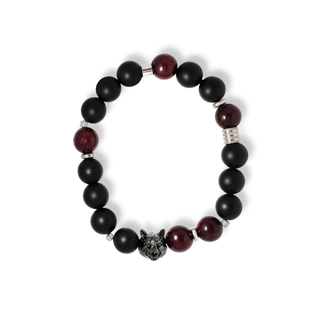 The Wolf Head Garnet Gemstone Bracelet