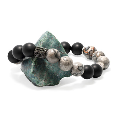 Grey Jasper Black Agate Bracelet