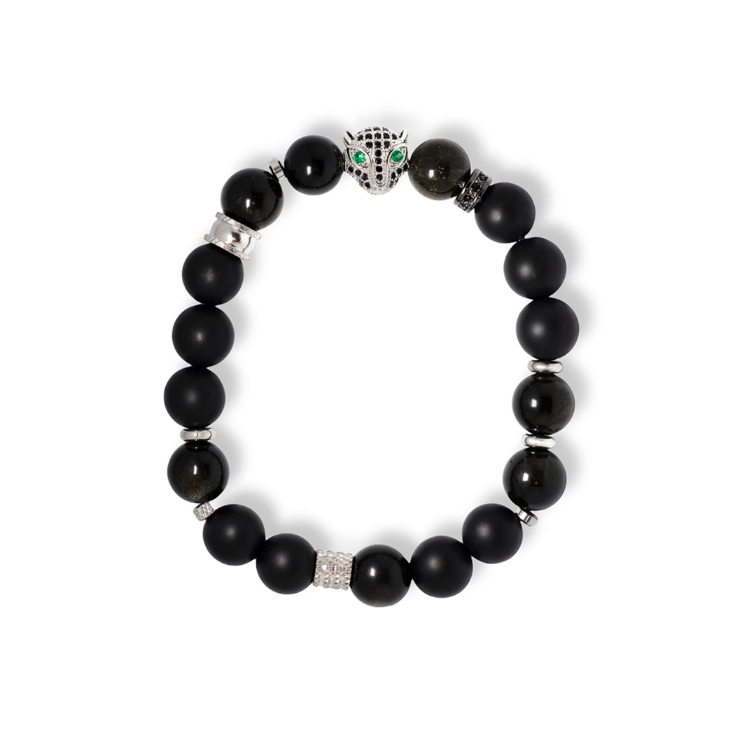 The Silver Leopard Obsidian Bracelet