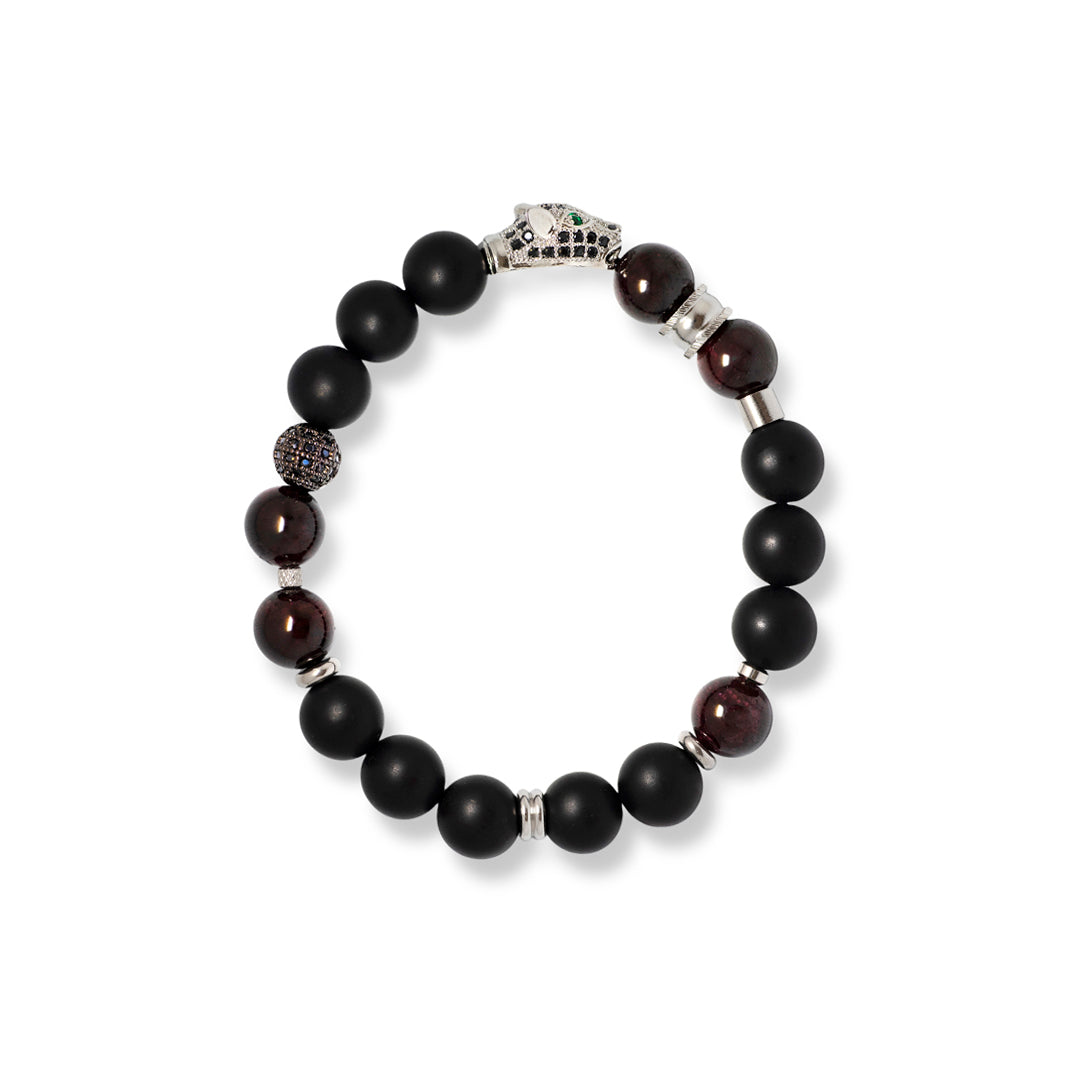 The Silver Leopard Garnet Gemstone Bracelet