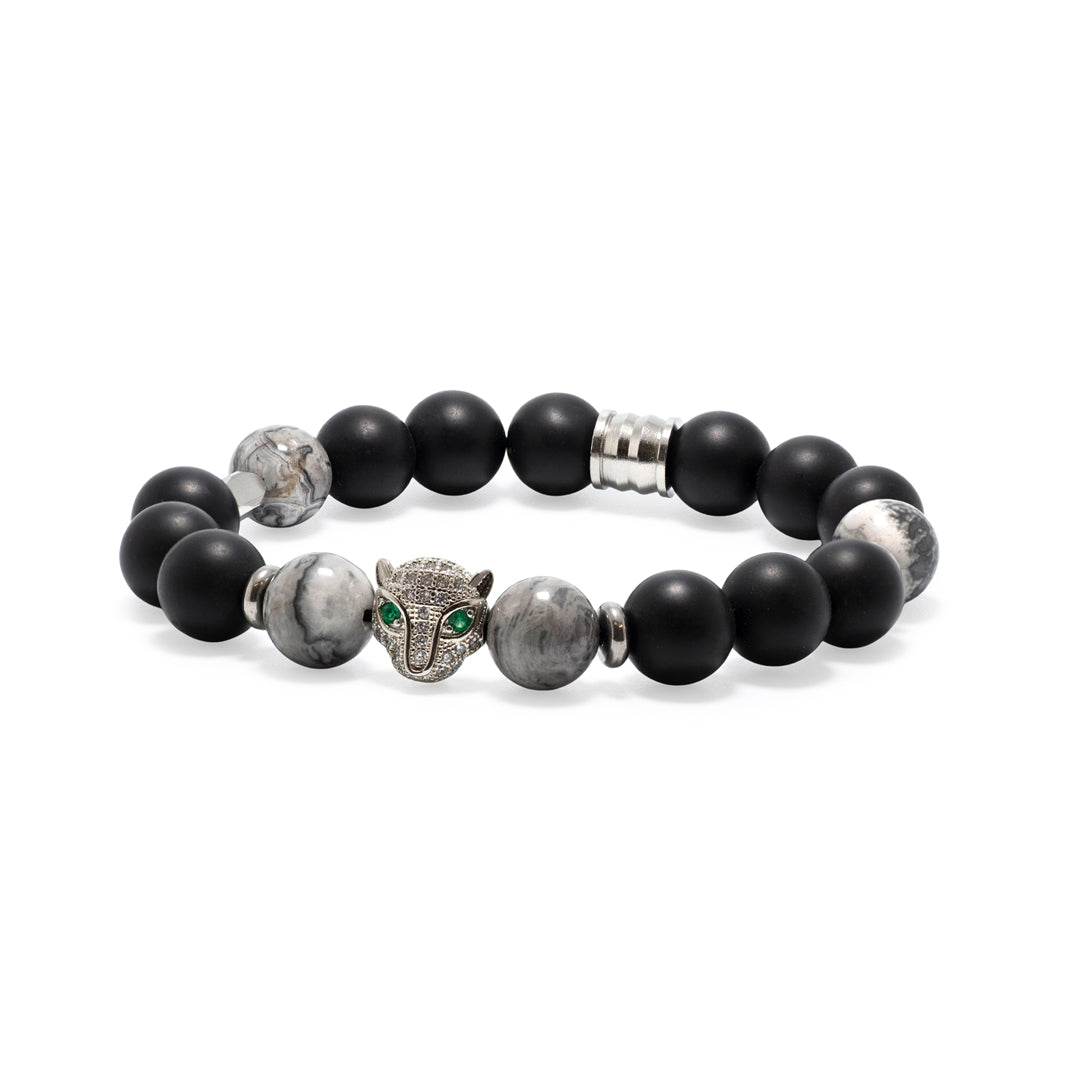 The Silver Leopard Grey Jasper Gemstone Bracelet