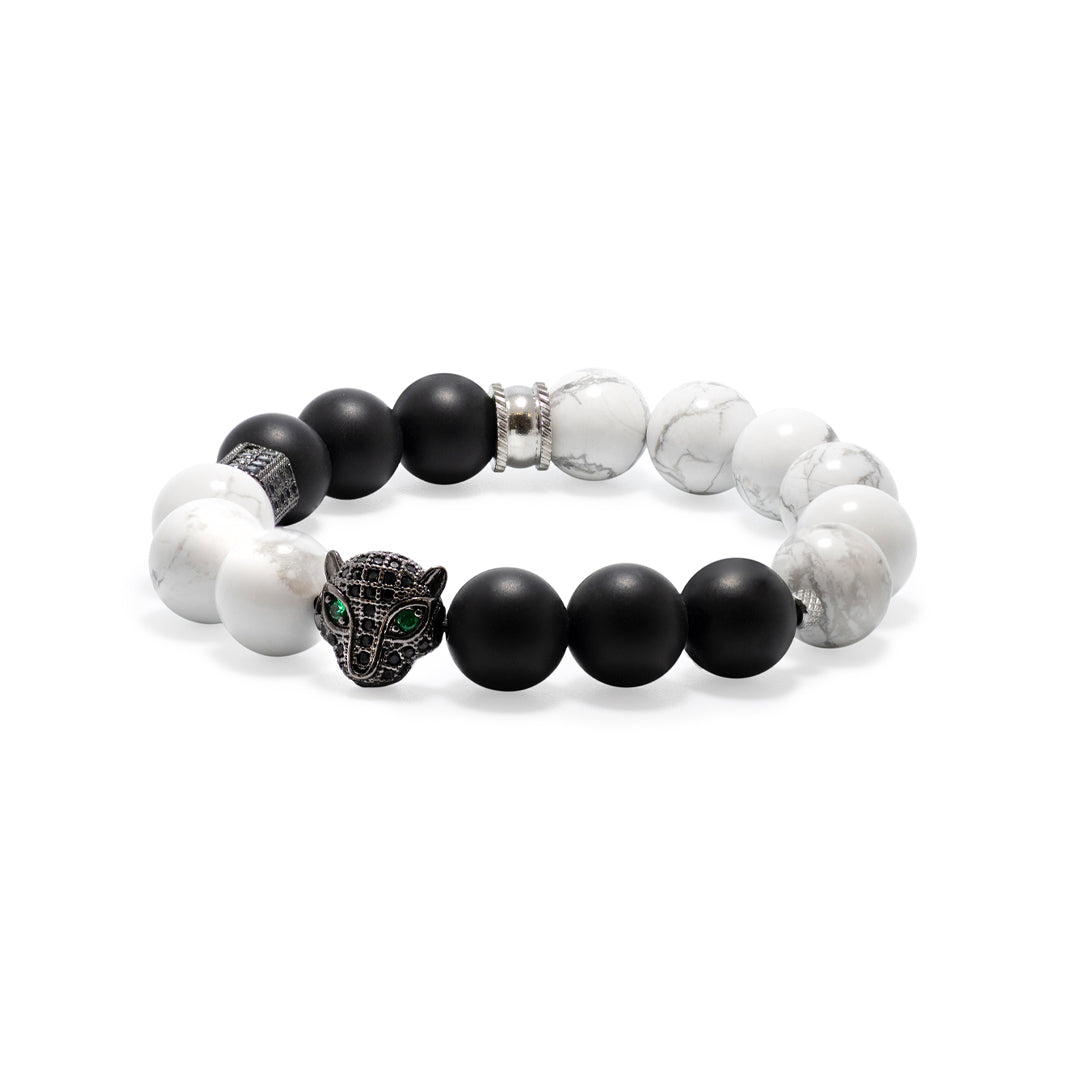 The Black Leopard White Howlite Gemstone Bracelet