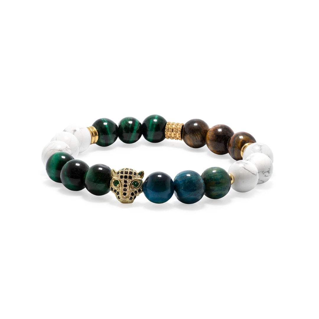 Gold Leopard Multi - Colour Tigers Eye Gemstone Bracelet