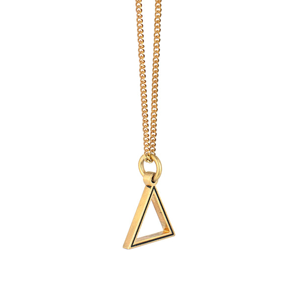 Gold Triangle Line Engrave Necklace