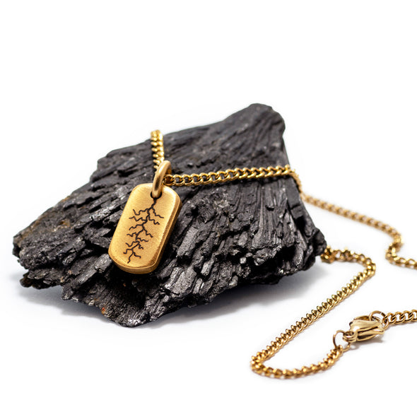 The Lightning Strike Gold Small Tag Necklace