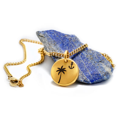 The Palm Anchor Gold Disc Necklace