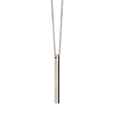Engraved Long Bar Brushed Steel Necklace