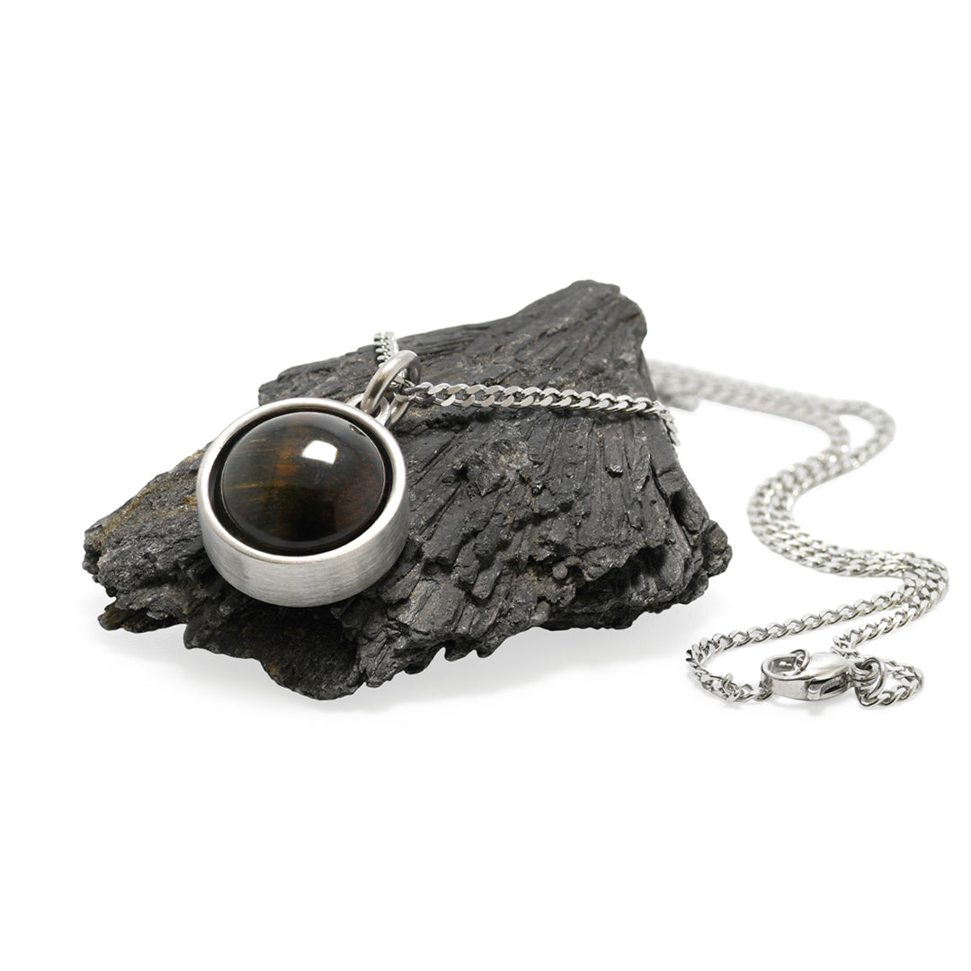 Black Tigers Eye Cased - Silver Edition Necklace