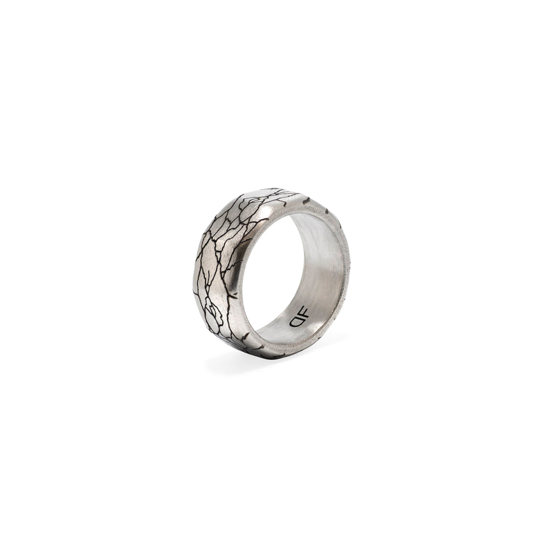 Crack Engrave Octagon - Silver Edition Ring