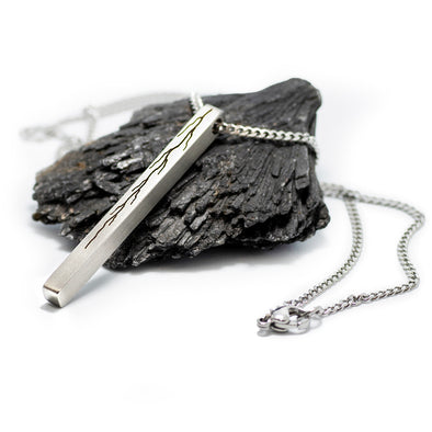 The Lightning Strike Silver Long Bar Necklace