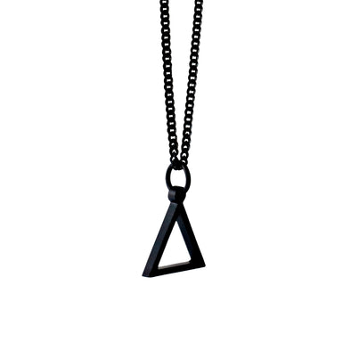 Black Steel Hollow Triangle Necklace