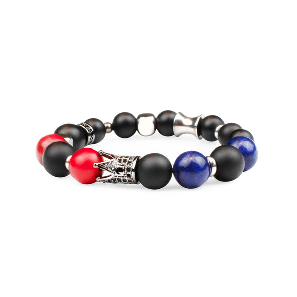 Black Crown Lapis Lazuli Red Turquoise Black Agate Bracelet