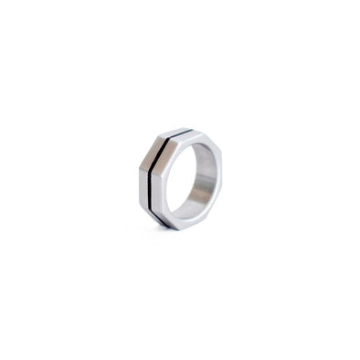 One Line Engrave Octagon Ring