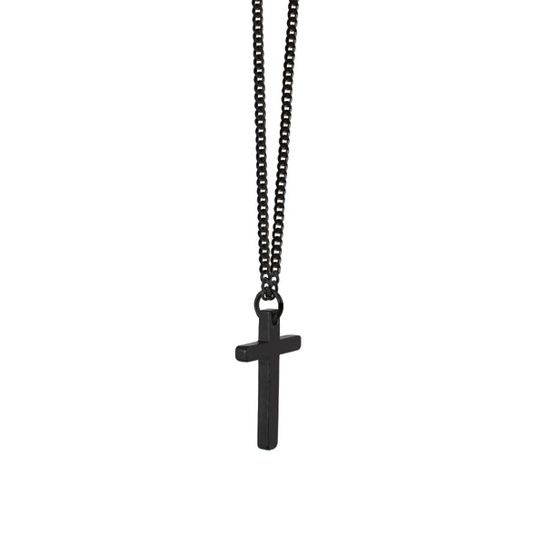 Black Thin Cross Necklace